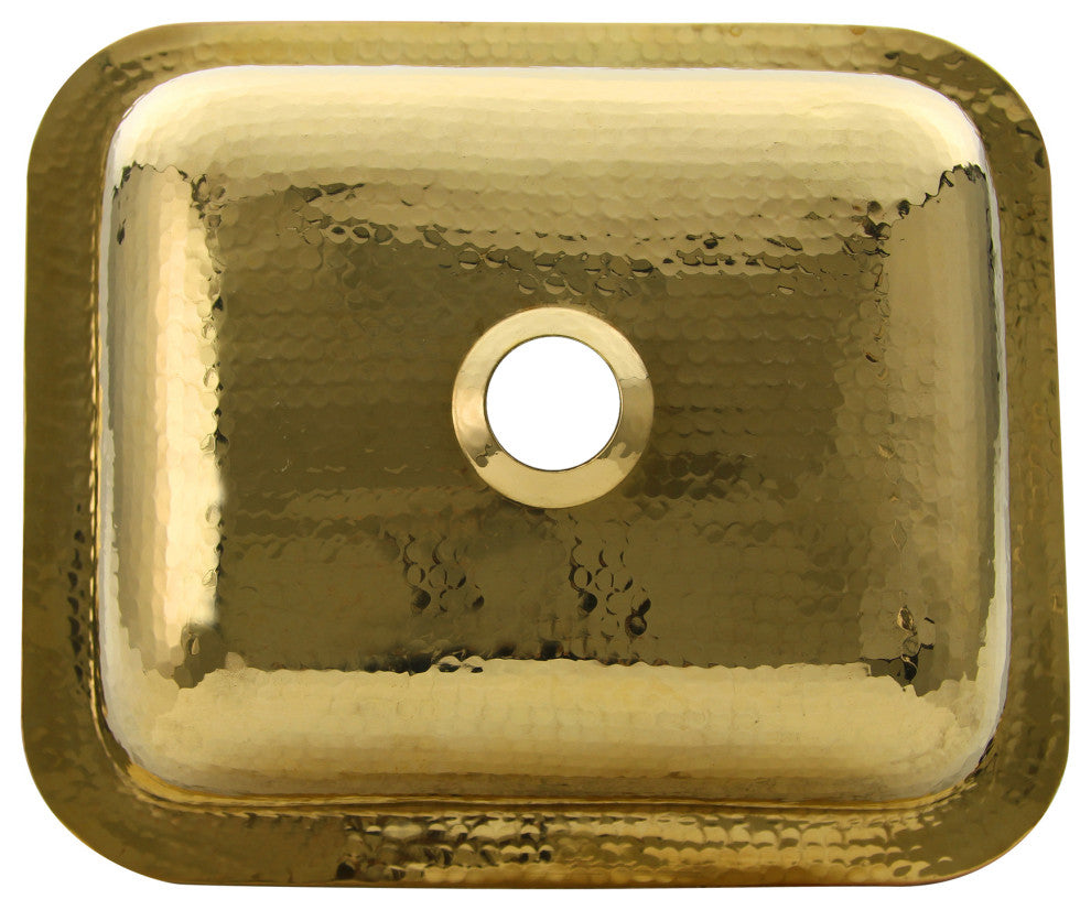 Nantucket Sinks 17.5"x14.5" Rectangle Undermount Bar Sink, Polished Brass