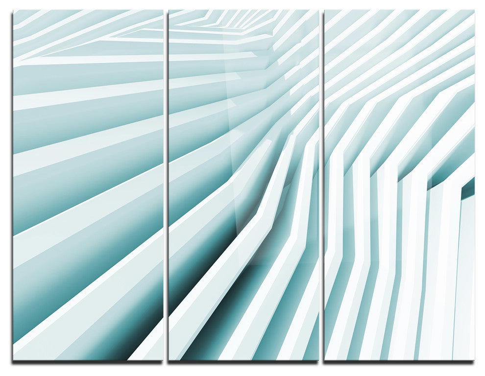 "Fractal Architecture 3-D Waves" Metal Wall Art, 3 Panels, 36"x28"