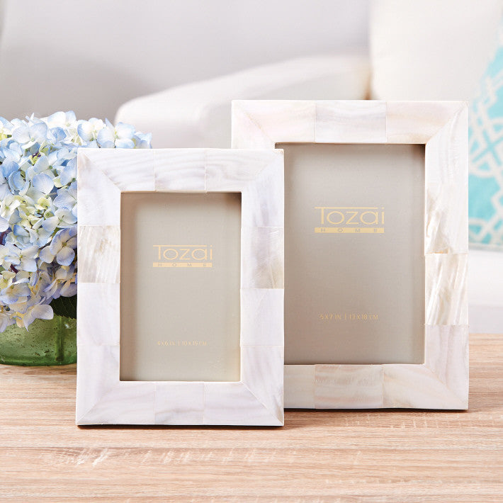 Tozai Pearly White Photo Frames in Gift Box, 2-Piece Set