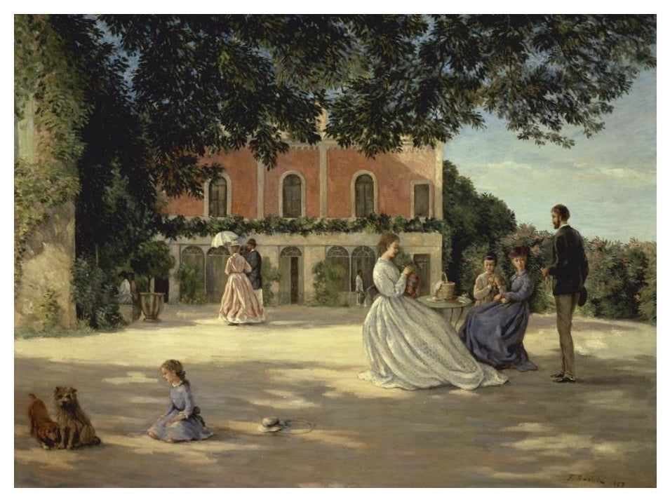 "Family Reunion on the Terrace" Digital Paper Print by Frederic Bazille, 24"x18"