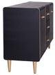 Hector Three Drawer and Two Door Trunk Sideboard Matte Black, Gold Finish