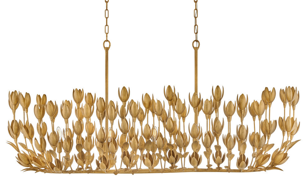 Hinkley 60" Flora Ten Light Linear Chandelier, Burnished Gold