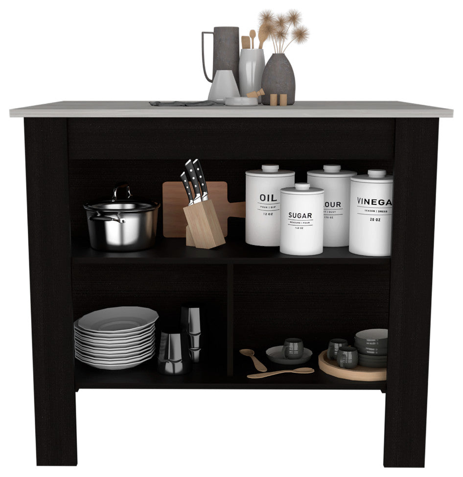 Kitchen Island Dozza, Kitchen, Dark Brown / Onyx