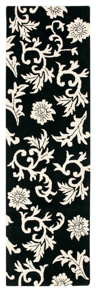 Safavieh Soho Soh212A Floral Rug, Black/Ivory, 2'6"x8'0" Runner