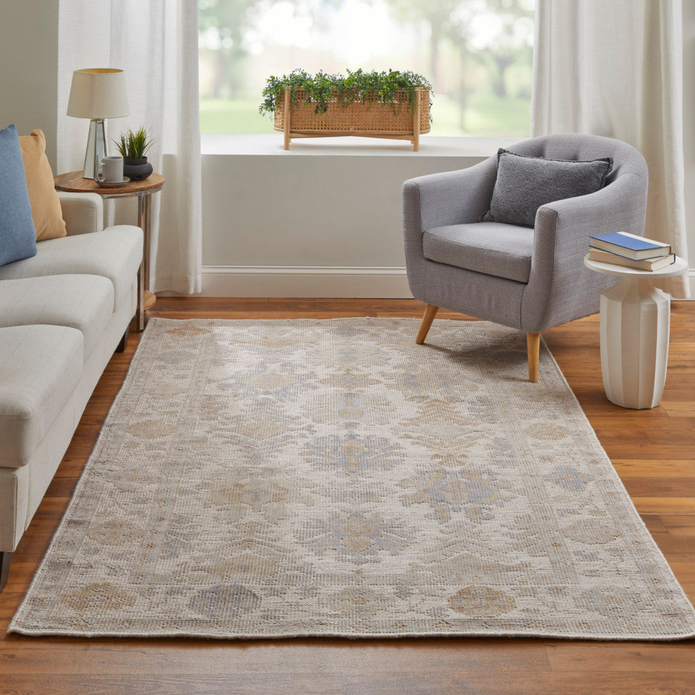 Weave & Wander Tierney Eco Friendly PET Oushak Rug, Ivory/Tan, 8'x10'