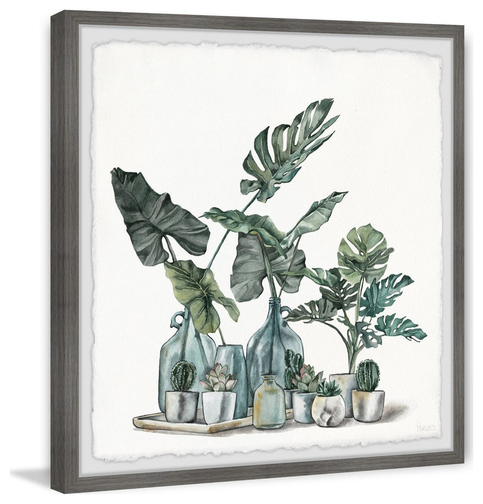 "Cactus and Palms" Framed Painting Print, 18"x18"