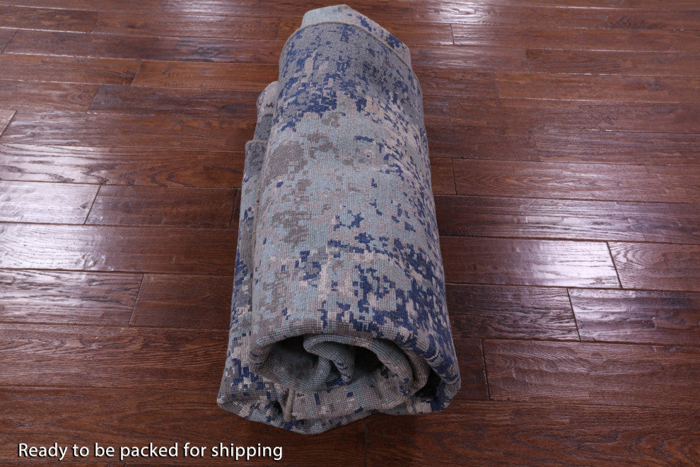 8' Round Wool and Silk Handmade Modern Rug Q9426