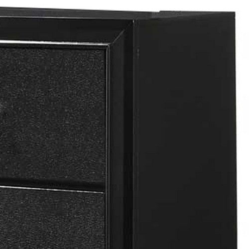 Benzara 7 Drawer Wooden Dresser With Bracket Feet & Crystal Knobs, Black