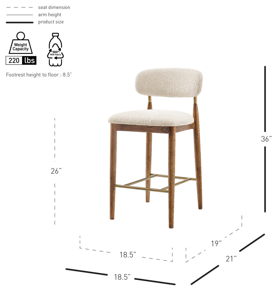 Verna Fabric Counter Stool, Palladian Beige