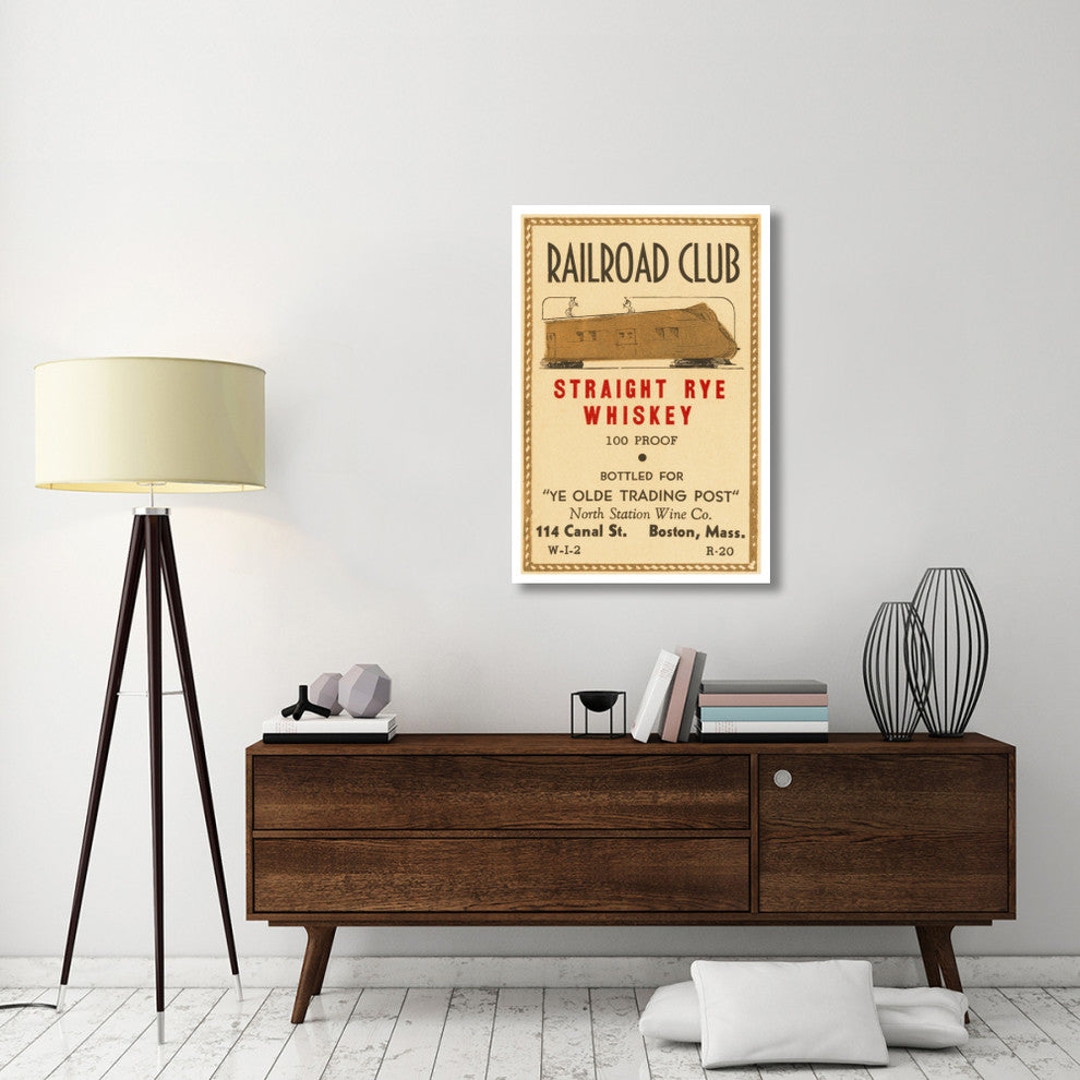 "Railroad Club Straight Rye Whiskey" Print by Vintage Booze Labels, 29"x42"
