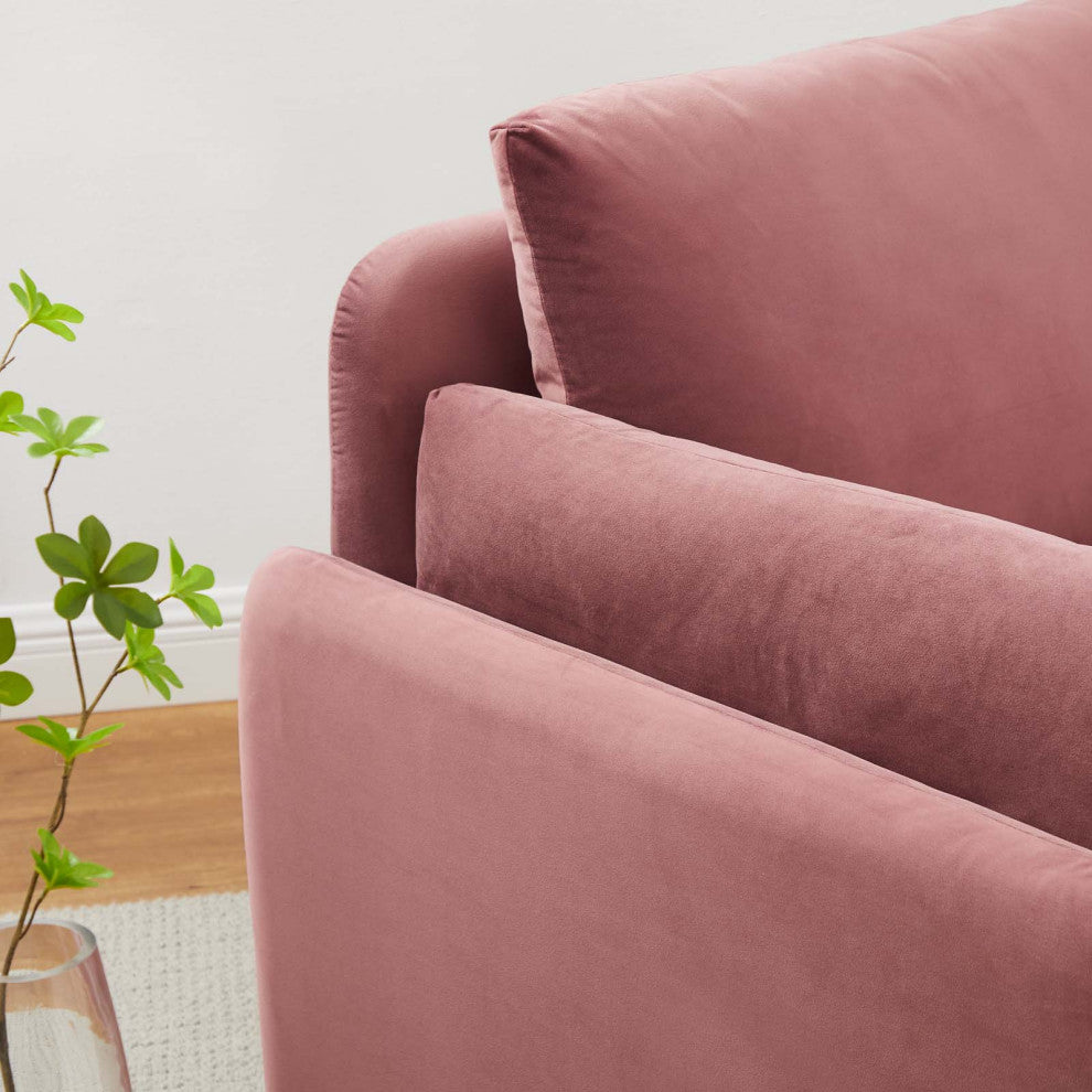 Indicate Performance Velvet Armchair Dusty Rose