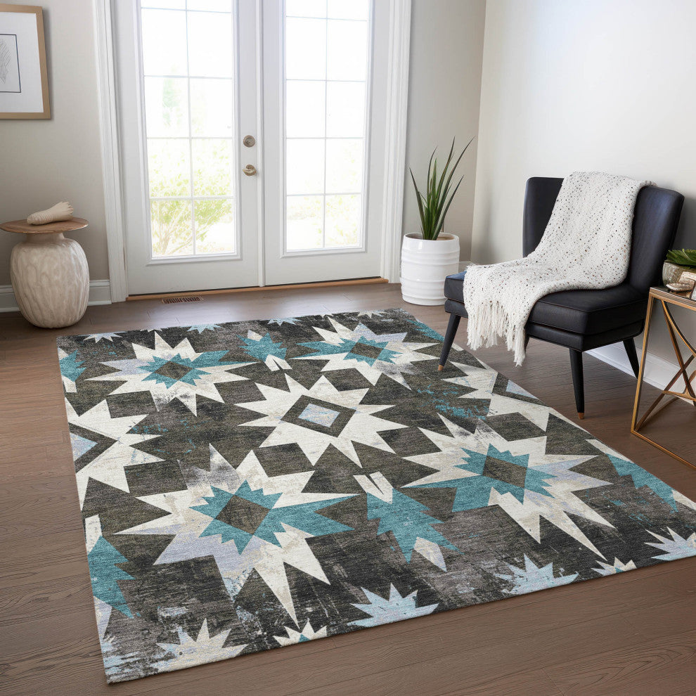 Machine Washable Indoor/Outdoor Chantille ACN1893 Coffee 9' x 12' Rug