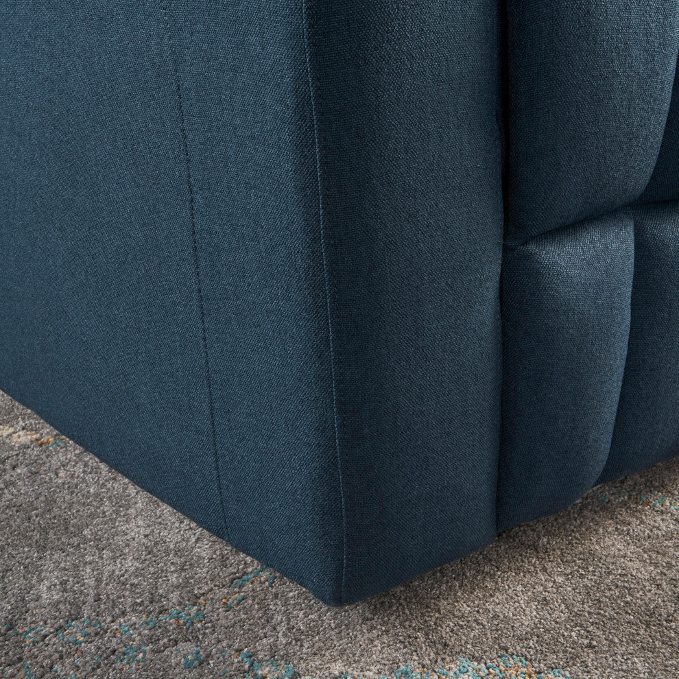 GDF Studio Everette Navy Blue Power Recliner With Arm Storage and USB Cord