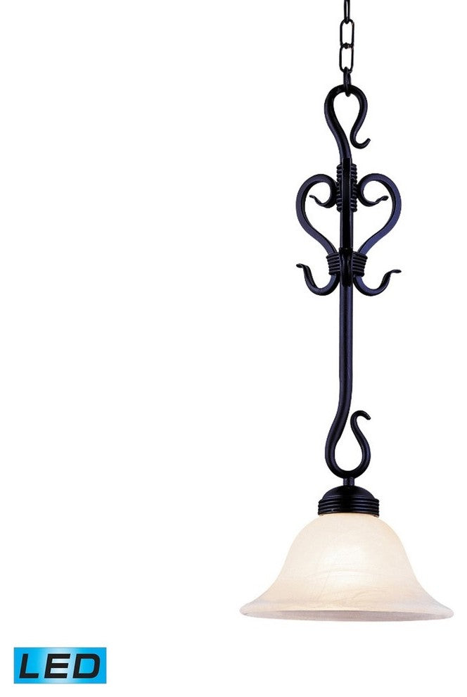 ELK Lighting Buckingham 1-Light LED Pendant, Matte Black With White Glass