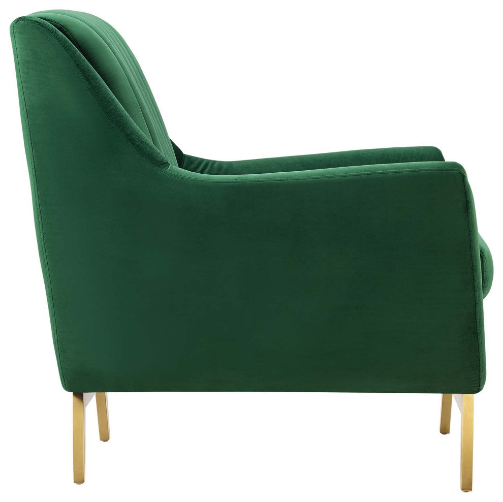 Winsome Channel Tufted Performance Velvet Armchair-Emerald