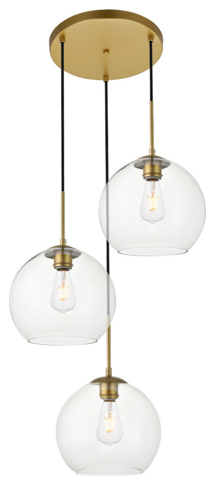 Elegant Baxter 3-Light Brass Pendant