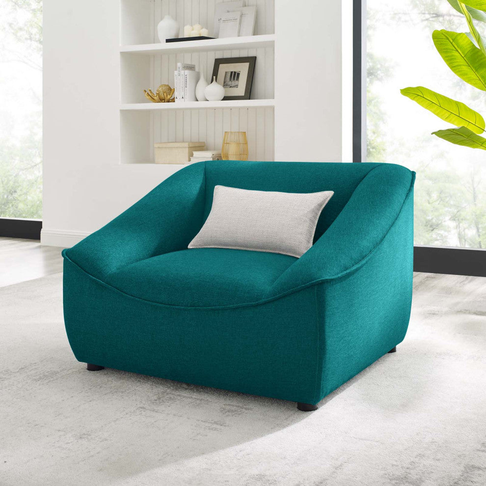 Armchair Accent Chair, Fabric, Teal Blue, Modern, Living Lounge Hospitality