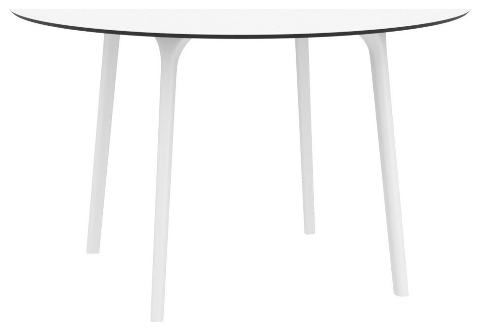Lisa Round Dining Set With 47" White Table and Black Armcairs