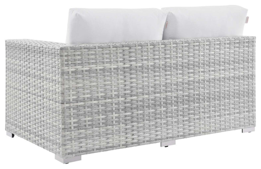 Lounge Sectional Sofa Chair Set, Rattan, Wicker, Gray White, Outdoor