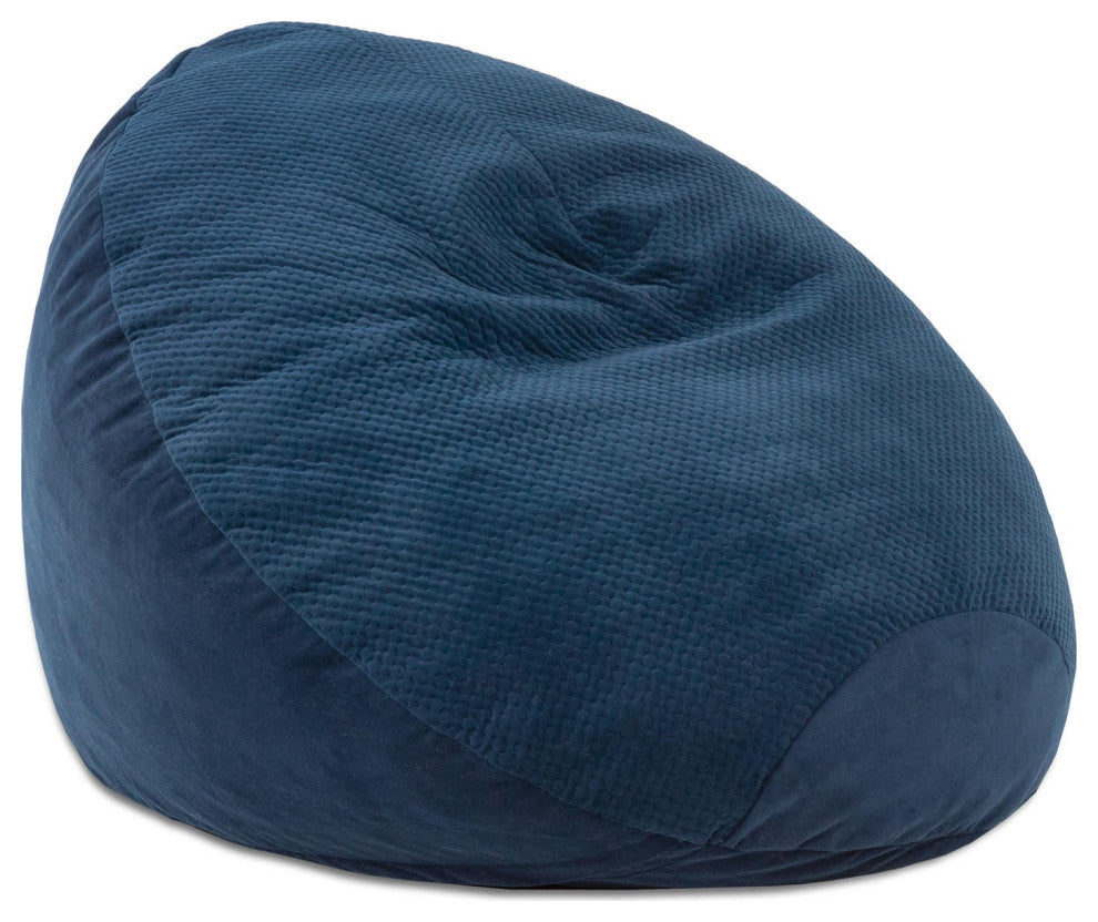 Jaxx Koku, Designer Two-Tone Bean Bag Chair, Quilted Microvelvet, Indigo