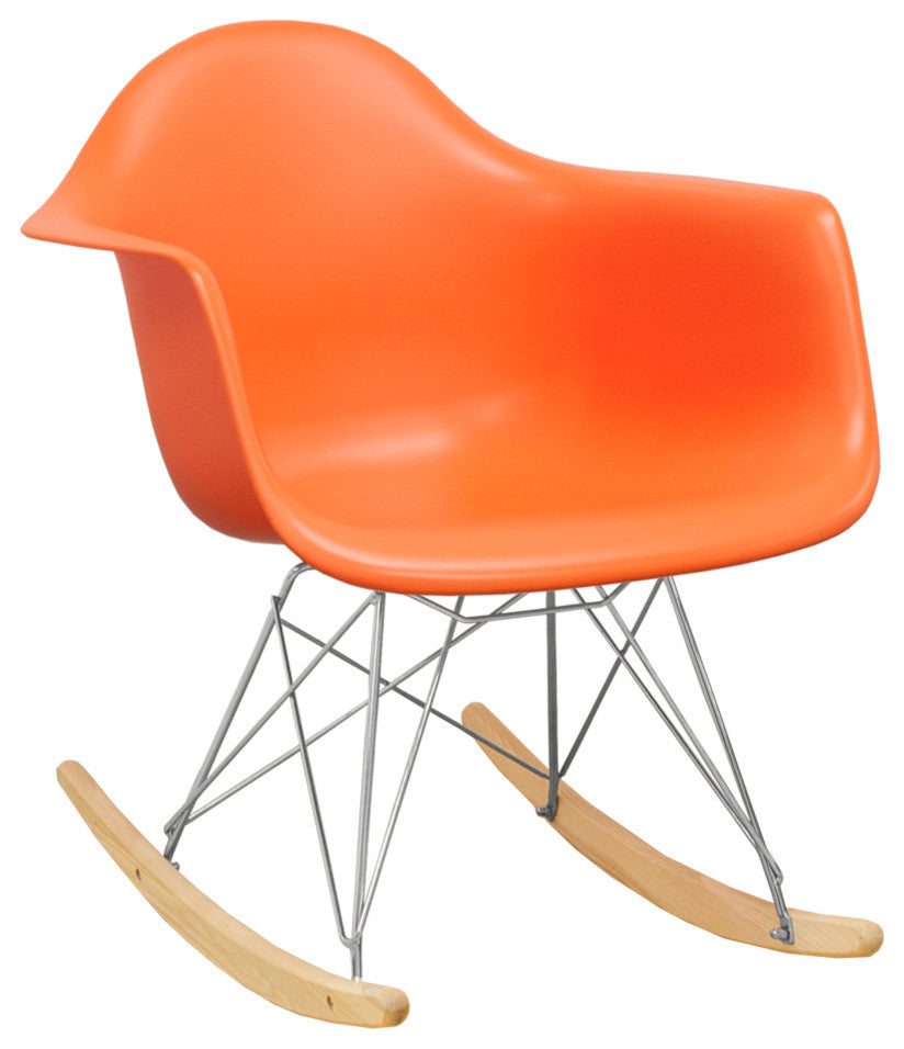 Paris Tower Modern Rocker Lounge Arm Chair, Orange