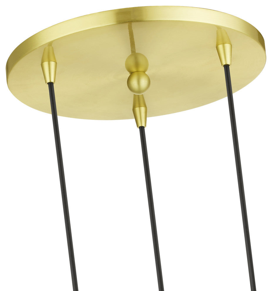 Downtown 3 Light Satin Brass Sphere Multi Pendant