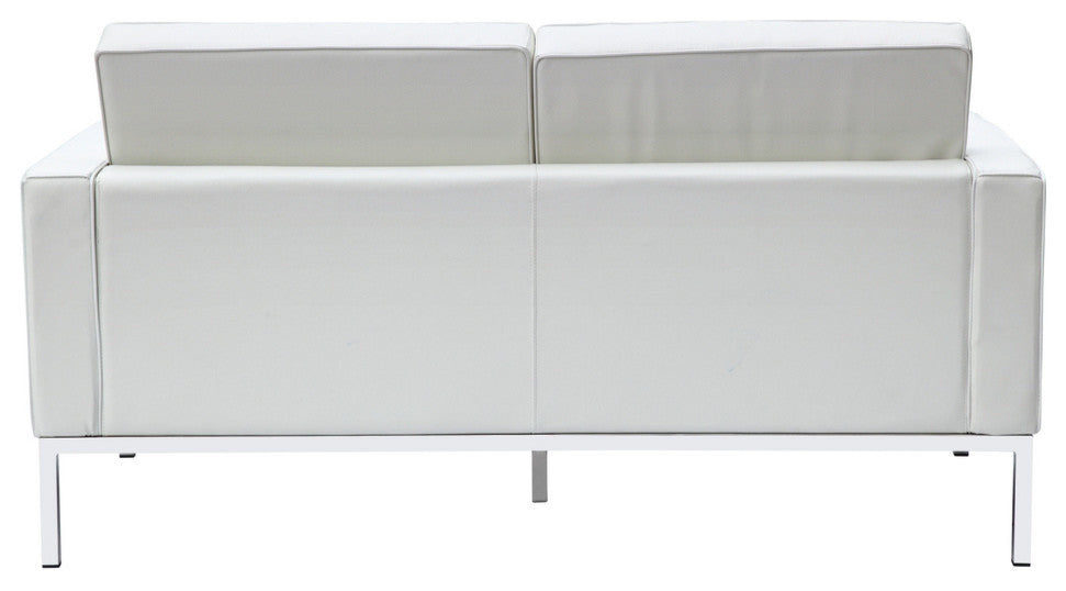 Modern Classics Button Loveseat in Leather, White