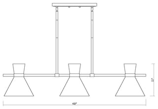 Z-Lite 728-6L Soriano 6 Light 48"W Linear Chandelier - Matte Black / Heritage