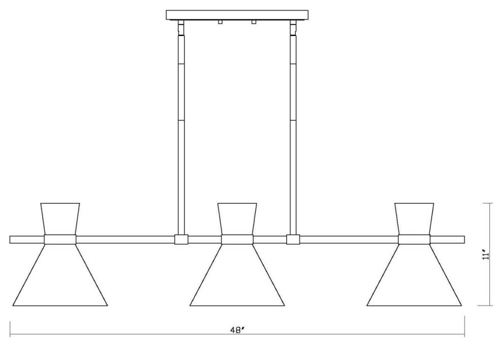 Z-Lite 728-6L Soriano 6 Light 48"W Linear Chandelier - Matte Black / Heritage