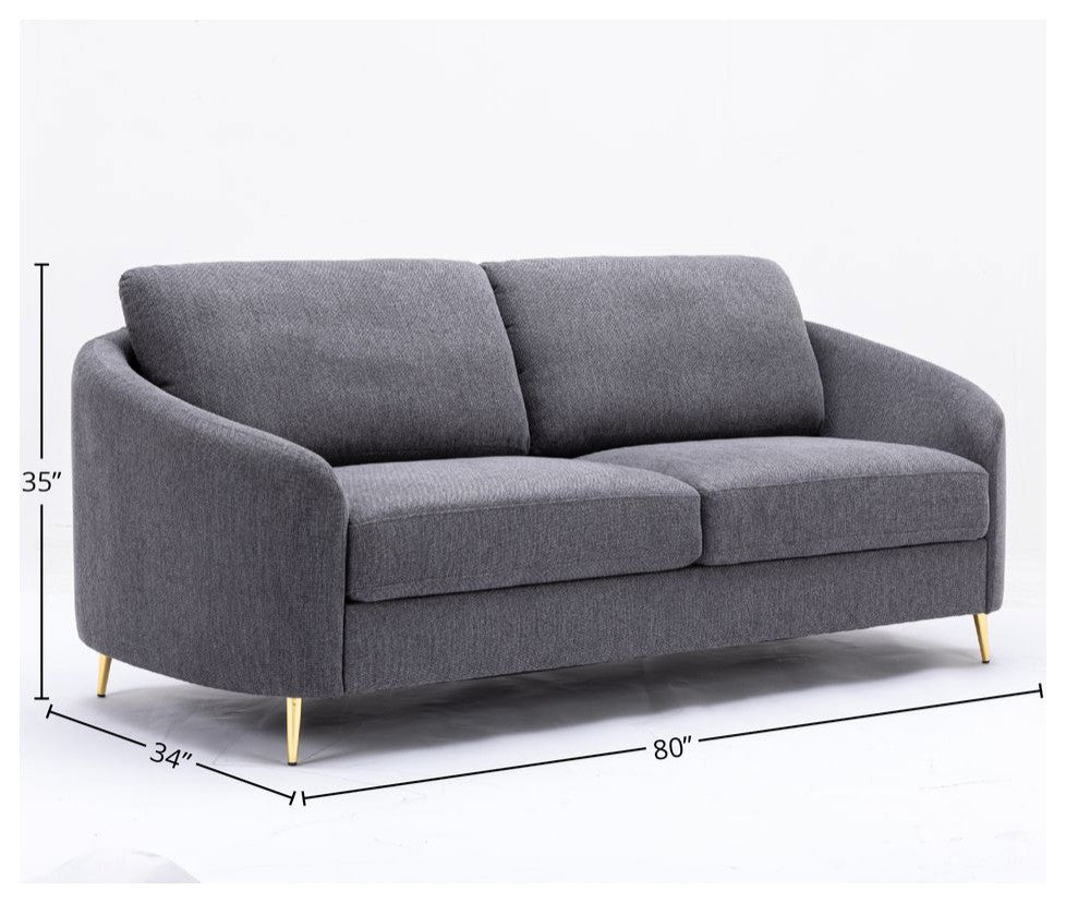 Yuina 34"W Upholstered Sofa, Gray Linen