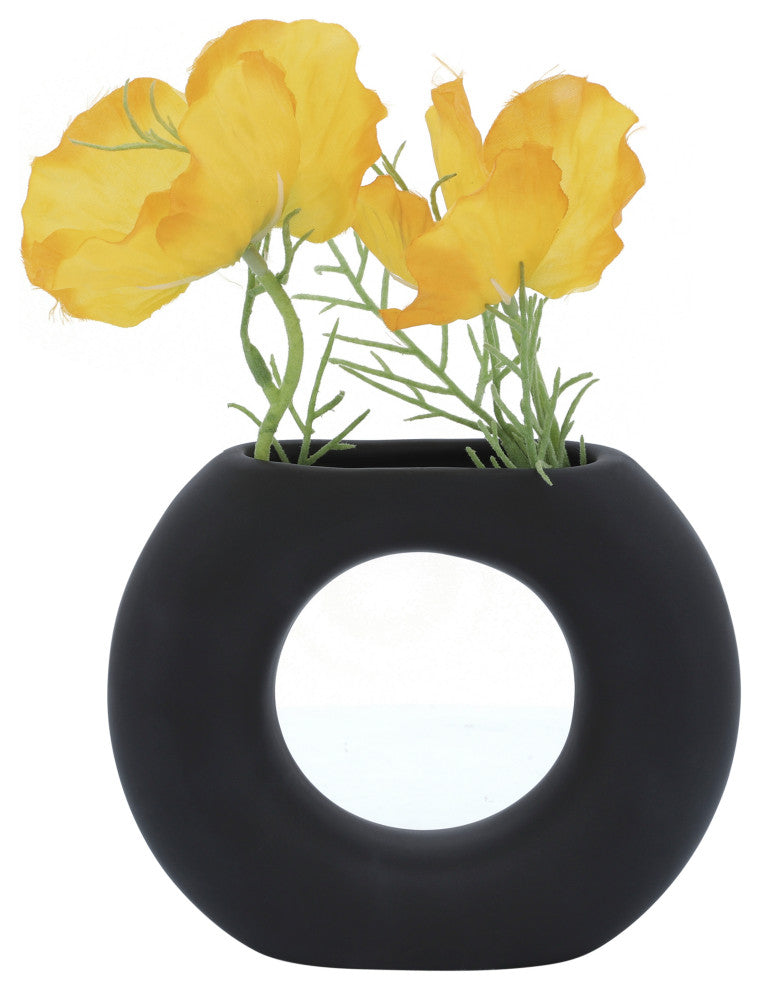 Ceramic 5" Donut Vase, Black