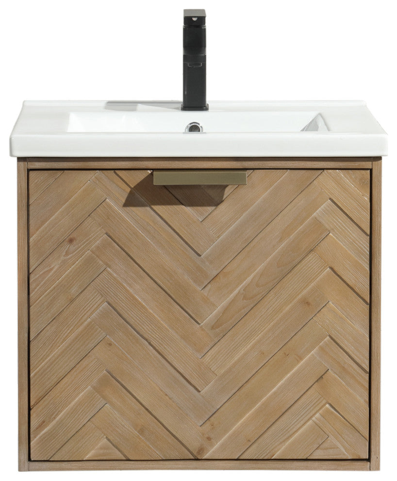 Ari Kitchen and Bath Carlsbad 24" Floating Bathroom Vanity Weathered Fi