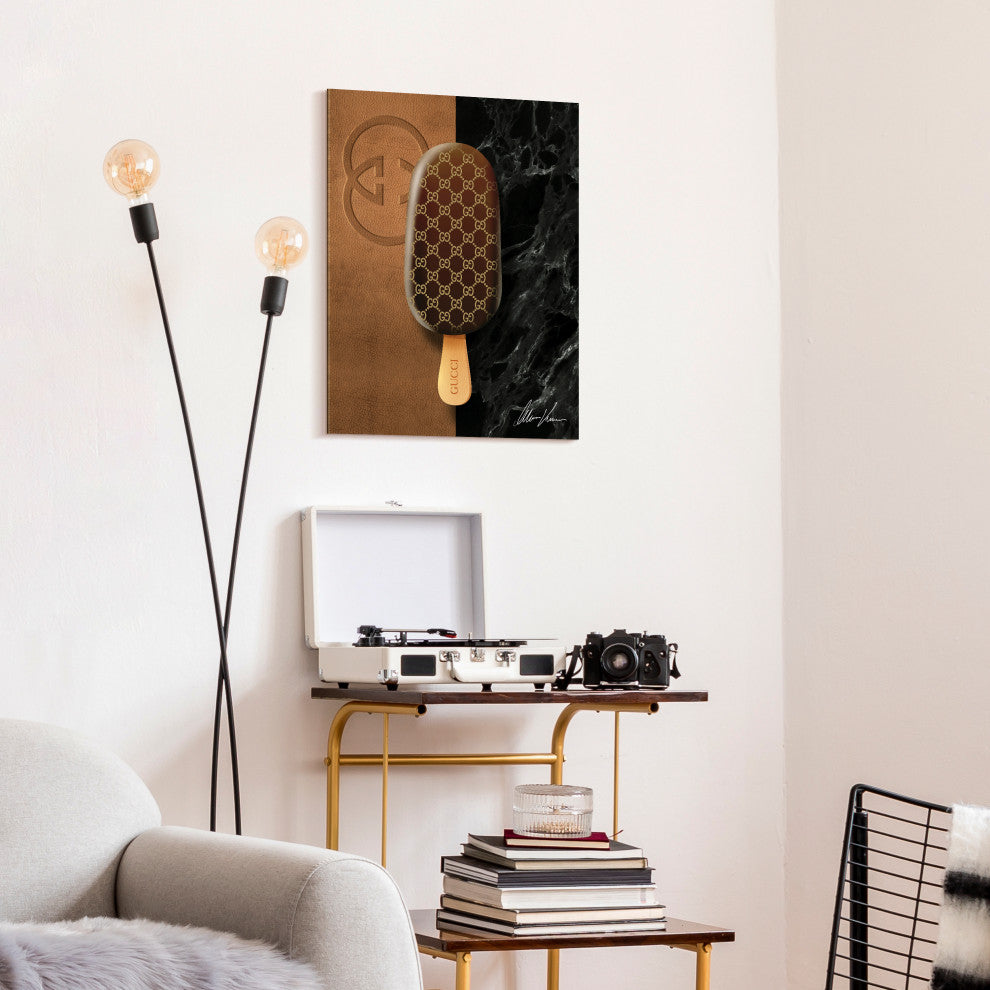 "Gucci Glamour" Frameless Free Floating Tempered Glass Panel Graphic Wall Art