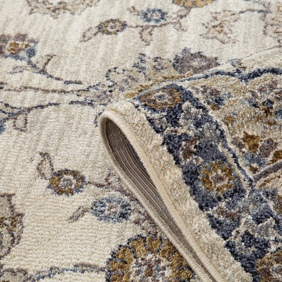 Jordan Bea Power-Loomed Polypropylene Area Rug, Ivory/Charcoal, 5'3"x7'6"