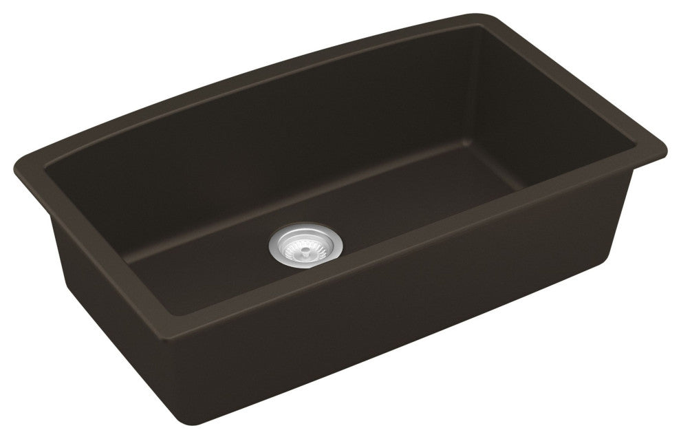 Karran Undermount Quartz 32" Single Bowl Kitchen Sink Kit, Brown