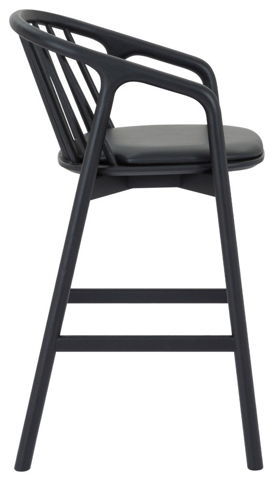 Echo, Black Oak Wood/Faux Leather, Bar Stool, 30", Single