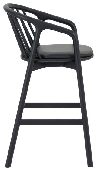 Echo, Black Oak Wood/Faux Leather, Bar Stool, 30", Single