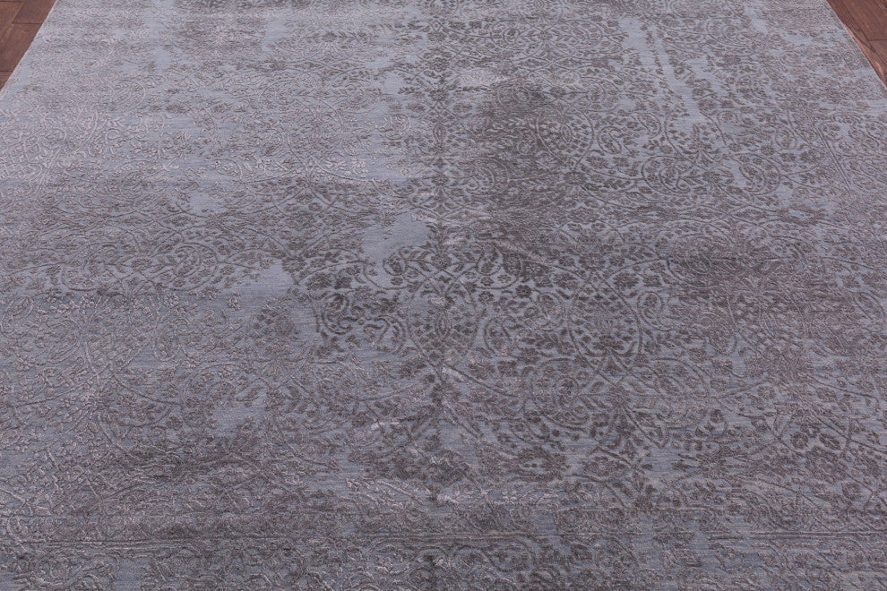 Wool and Silk Hand Knotted Modern Rug 8' 9" X 12' 2" Q9452