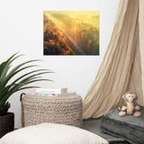 Sunrise Railroad Though Misty Forest Landscape Photo Loose Wall Art Prints, 16" X 20"