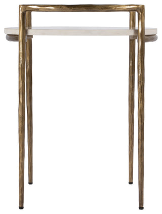 Madlyn 19 in. W Round Marble and Iron Side Table