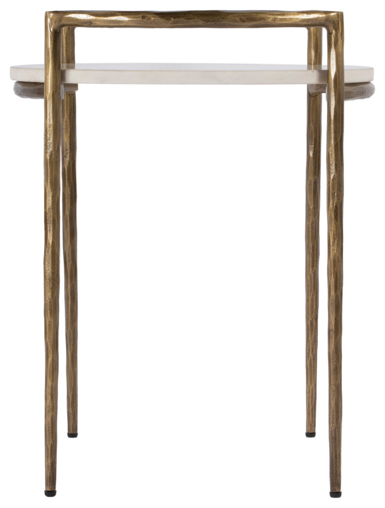 Madlyn 19 in. W Round Marble and Iron Side Table