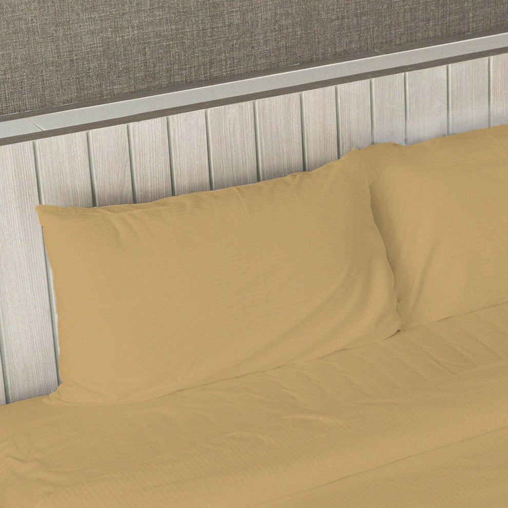 Egyptian Cotton Feel Coolest Soft, 4-Piece Sheet Deep Pockets, Gold, Queen