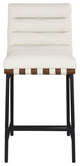 Burke Counter Stool, Cream, Vegan Leather, Walnut Veneer Metal Dowel