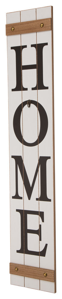42"H Christmas Wooden HOME" White Porch Sign With Wreath