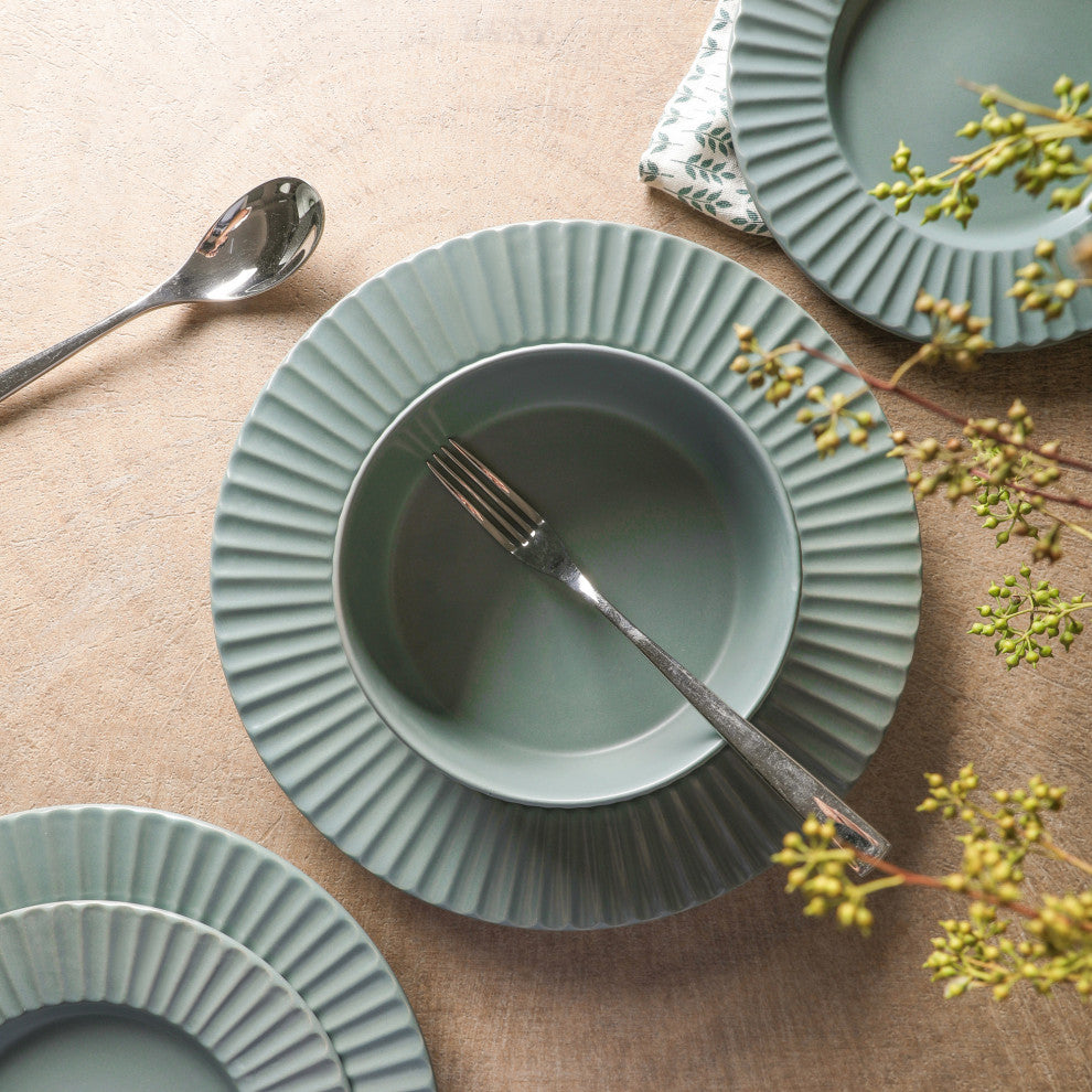 Christian Siriano Lusso Stoneware 16 Piece Dinnerware Set, Stone