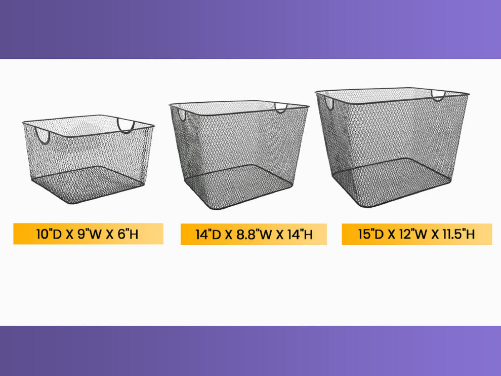 Mesh Open Bin Storage Basket Organizer for Fruits, Vegetables, Pantry items Toys