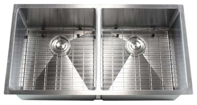 Stainless Steel Undermount 50/50 Double Bowl Kitchen Sink - 16 Gauge, Brushed St