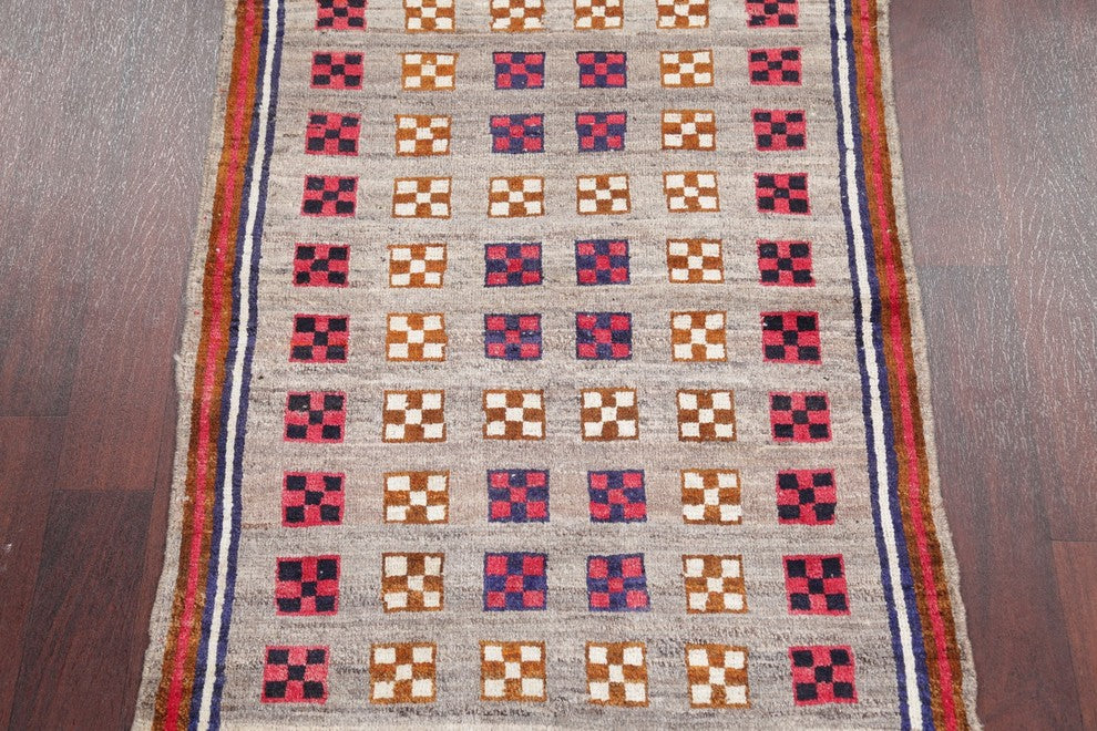 Consigned, Oriental Gabbeh Persian Design Hand-Knotted Area Rug, Gray, 5'0"X3'3"