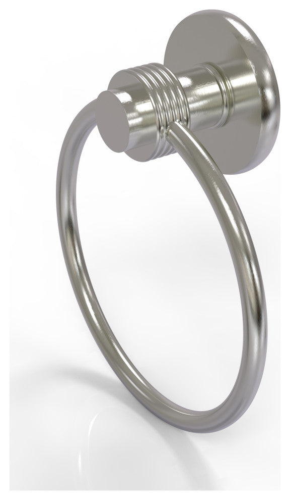 Mercury Towel Ring with Groovy Accent, Satin Nickel