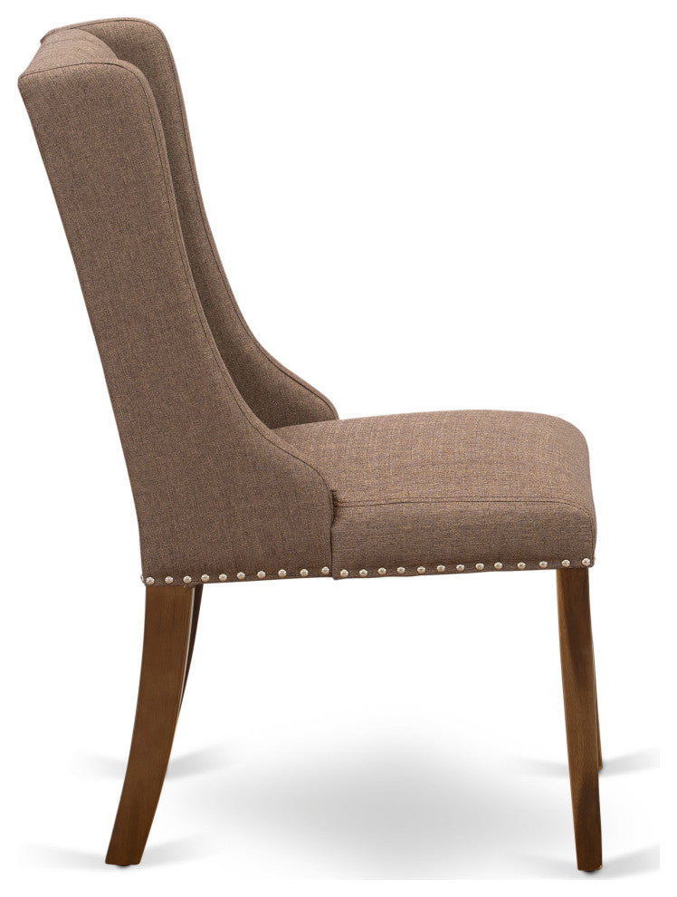 Dining Chairs, Brown Parson Chairs, Antique Walnut Wood Legs,Set of 2